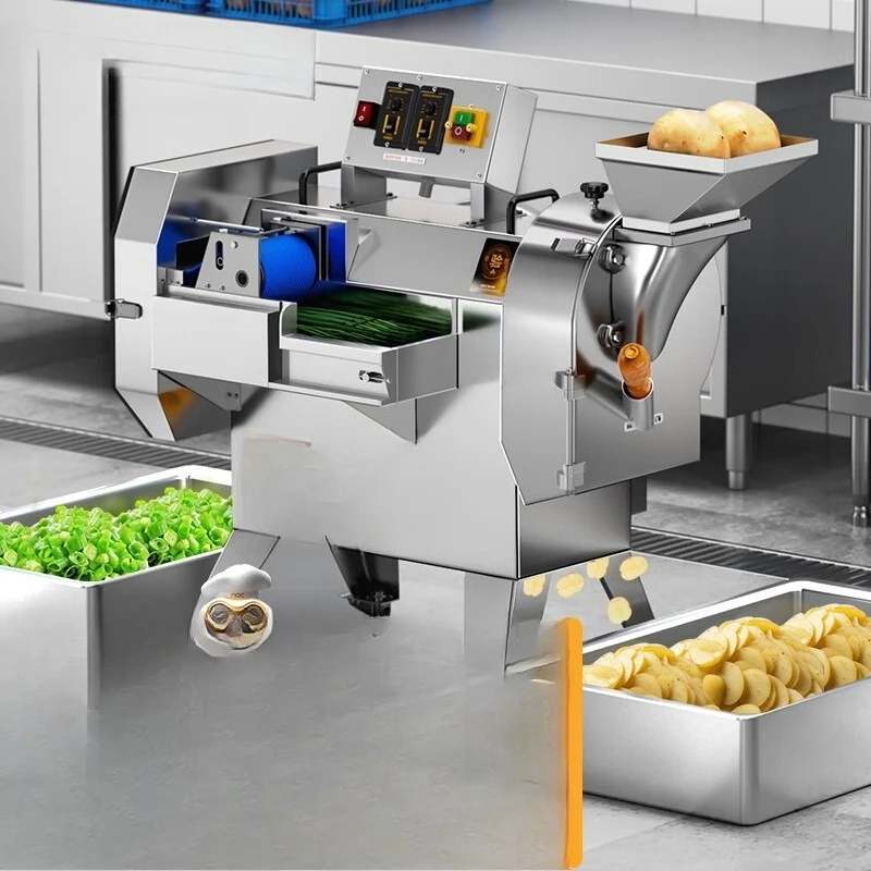 

Commercial vegetable cutter Multifunctional double-head variable frequency food processing kitchen Electric slicing and shreddin