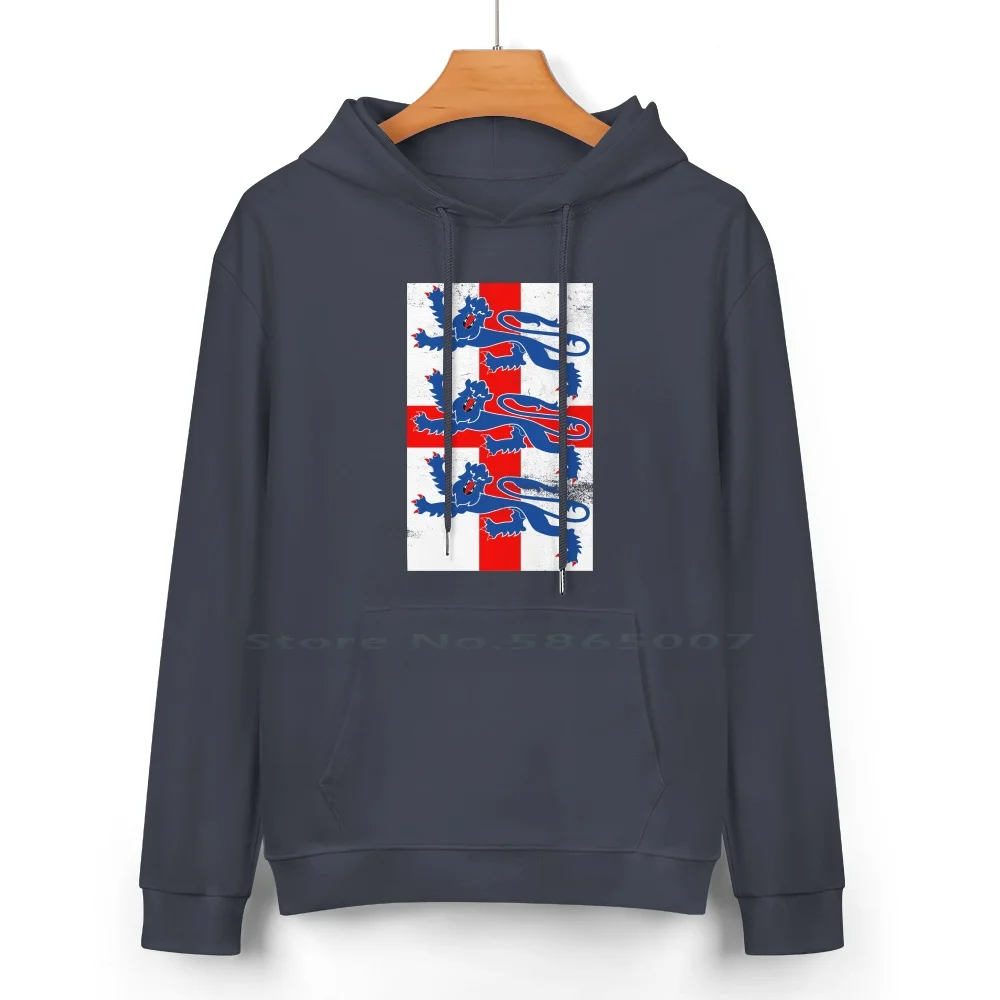 England Flag Three Lions Pure Cotton Hoodie Sweater 24 Colors England Football Soccer St George Flag Three Lions 3 Lions