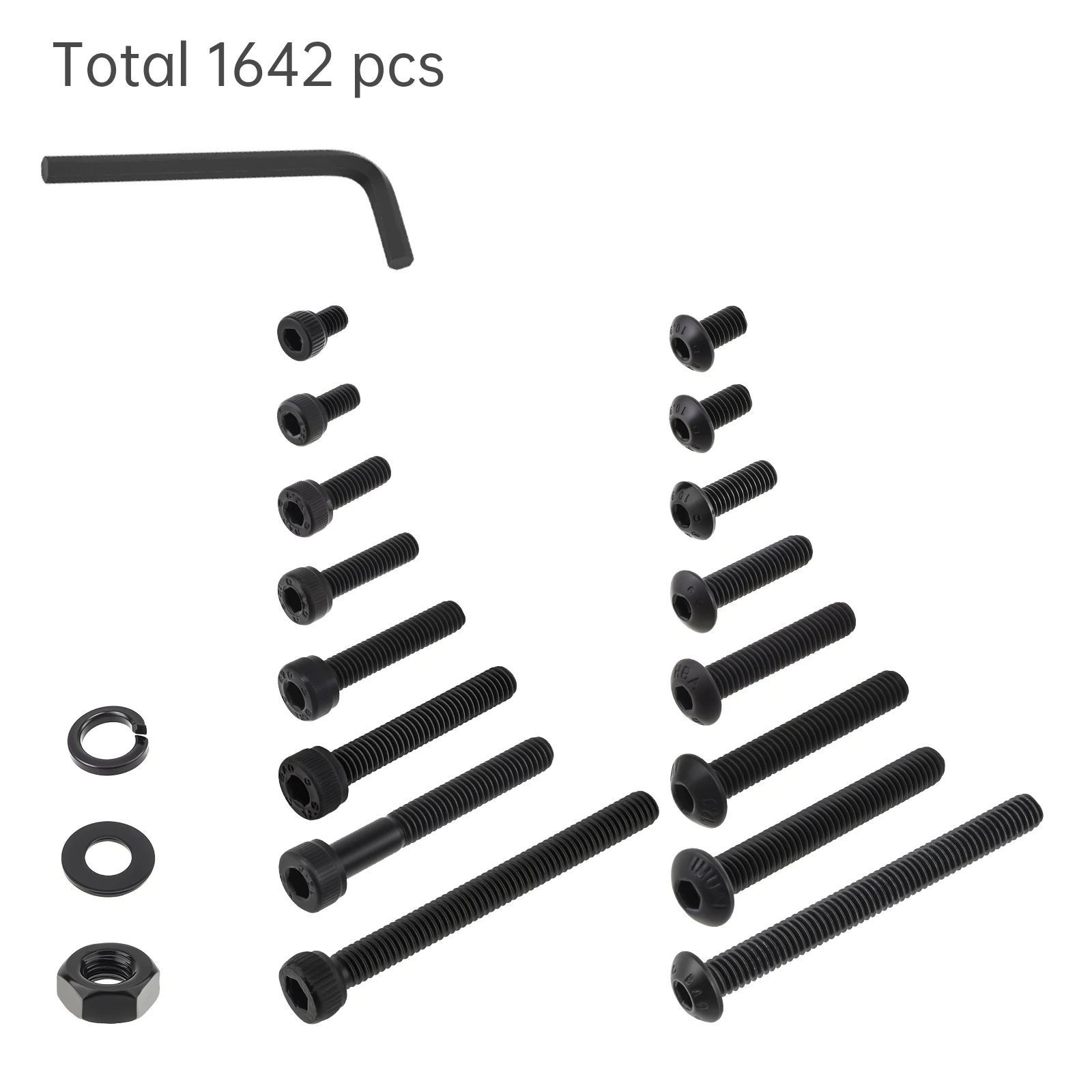 1640 Pcs Zinc Plated M4 Hex Socket Button Cap Head Metric Bolts Nut Washers Set for DIY 3D Printer Electronics 12.9 10.9 Grade