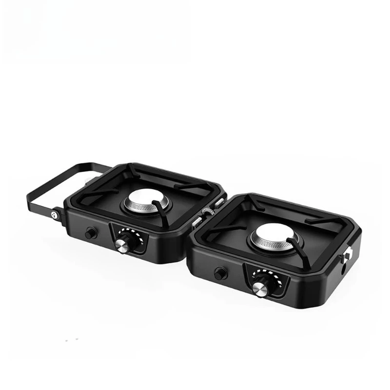 

Small indoor and outdoor folding furnace with two gas burners made of steel and stainless steel, suitable for camping