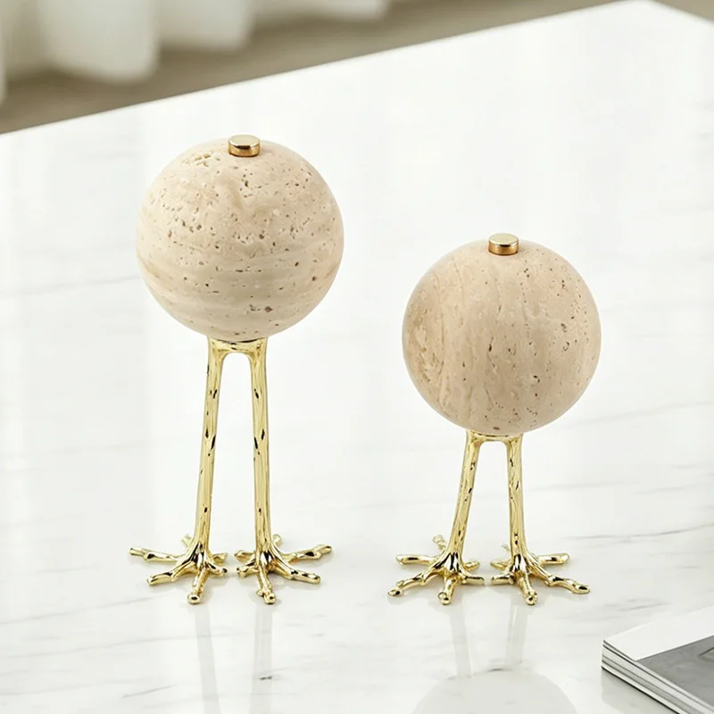 Italian Luxury Style Ball Ornaments Model Room Exhibition Hall Sideboard Porch Home Imitation Yellow Cave Stone Art Decorations
