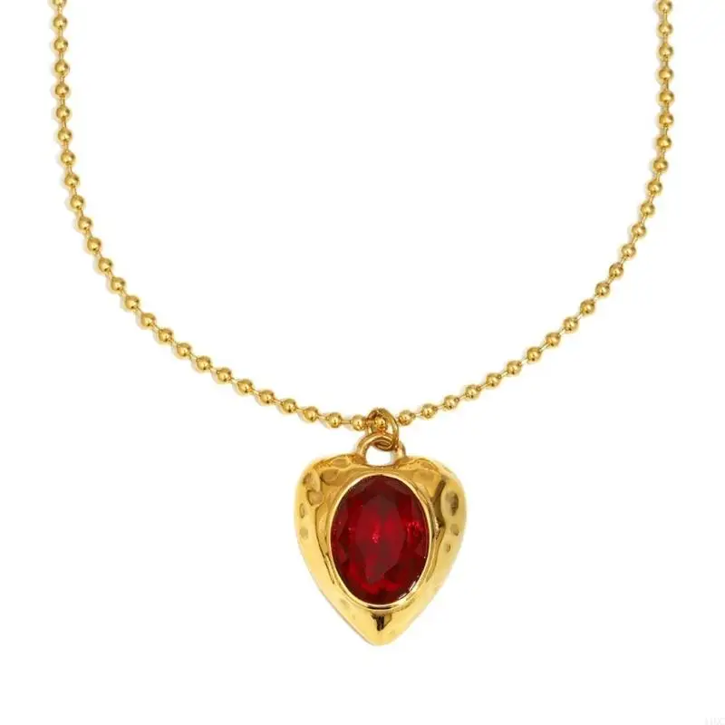 Vibranting Color Changing Heart Pendant Necklace Handmade Drip Oil Stainless Steel Chain for Sensitive Skin