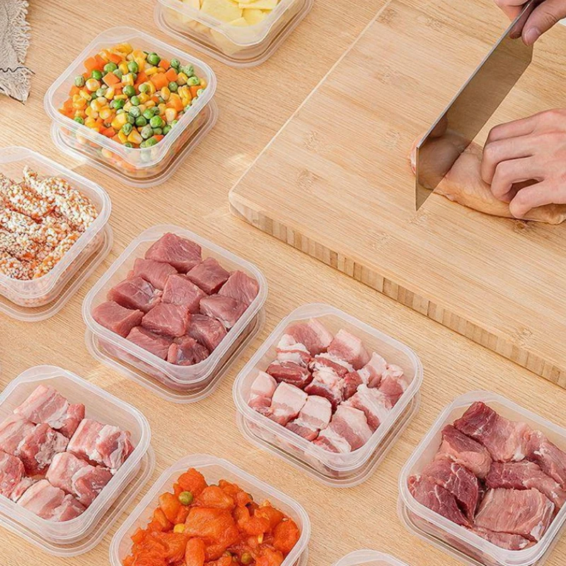 Refrigerator Frozen Meat Sub-Package Fresh-Keeping Box Freezer Kitchen Storage Sub-Grid Preparation Food-Grade Sealed Boxes