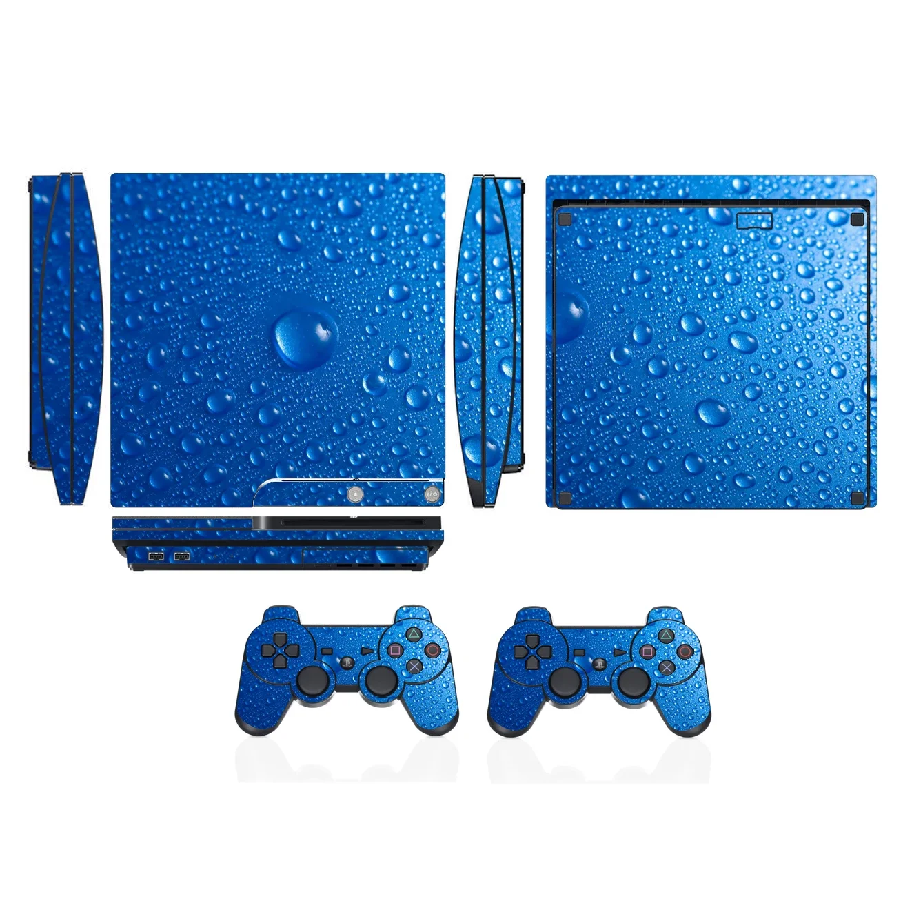 Виниловая наклейка с каплями воды, защитная наклейка для Sony PS3 Slim PlayStation 3 Slim и 2 наклейки на контроллер