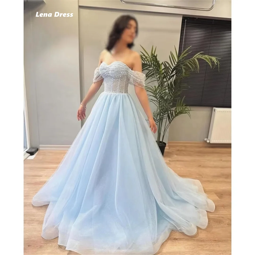

Платье Lena Line A, свадебные роскошные женские вечерние платья, роскошные бальные платья с открытыми плечами и блестками 2022, одежда для выпускного вечера