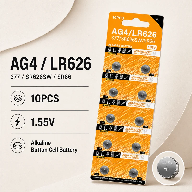 Alkaline Button Cell Battery AG4 LR626 SR626SW 377 1.5V 10-50PCS Replacement Coin Cells for Watch Clock Toy Calculator