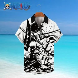 Koszulka socjalna One Piece 5Xl bluzka małpa D Luffy Oversize koszule i bluzki męskie fajne topy Harajuku elegancki człowiek plaża hawaje