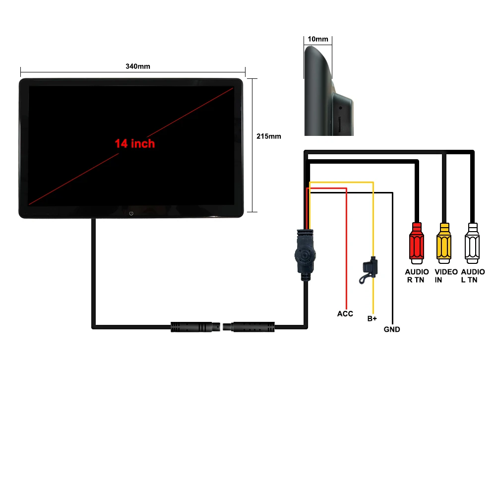 Carsanbo 14 Inch Android 13 Full Lamination Process External Headrest Display Adjustable Ambient Light Hdmi Input / Output