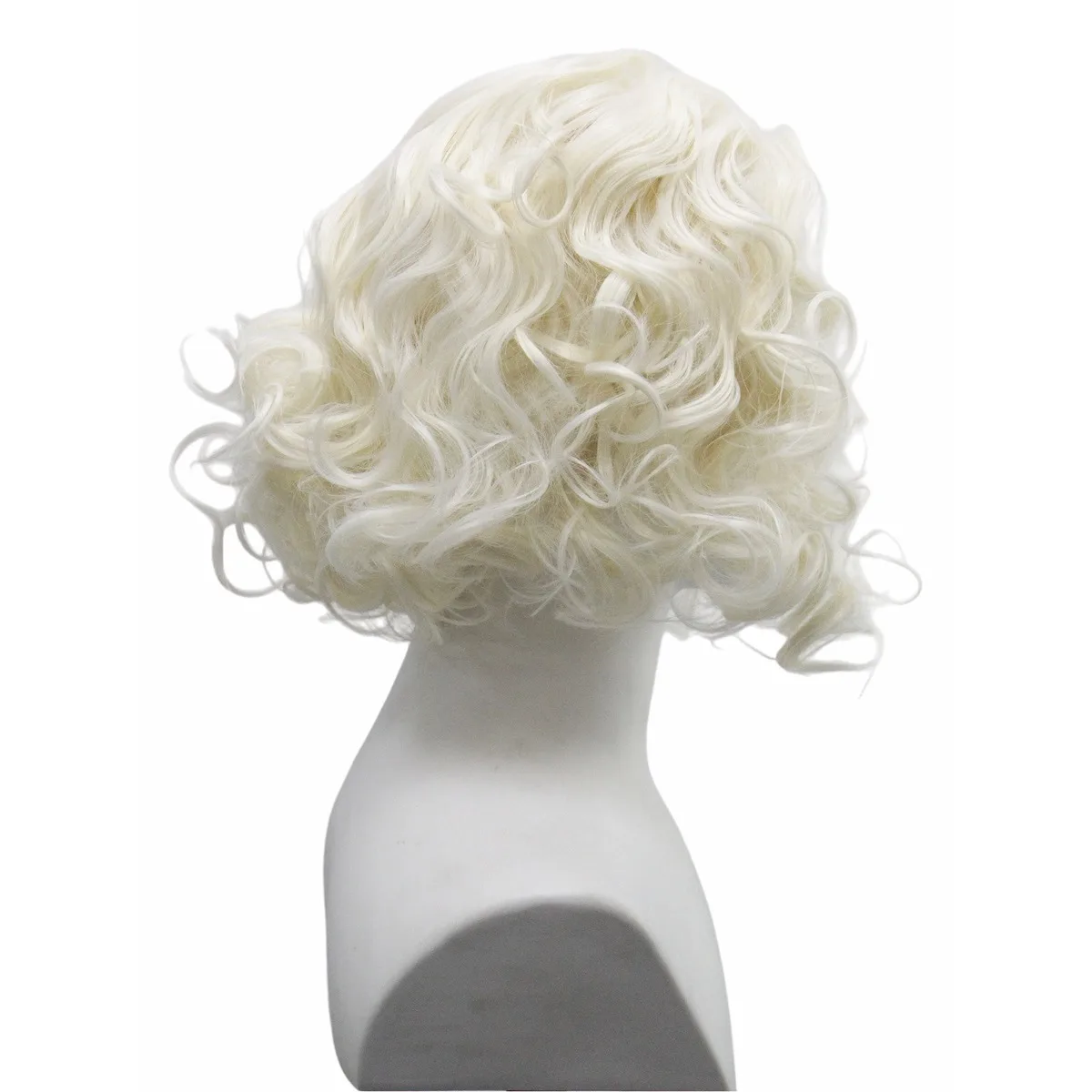 Platinblonde kurze lockige Bob-Perücke aus Synthetik mit Seitenpartie für Damen, Retro 50er Jahre, Halloween-Party, Cosplay-Kostüm, Haarteil – Detail 6