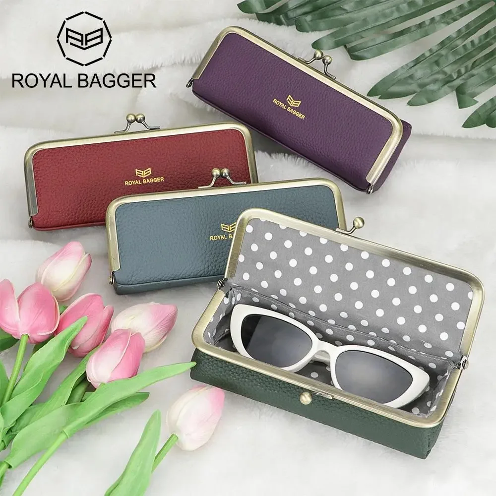 

Кошелек Royal Bagger RFID с застежкой Kiss Lock, однотонный, с несколькими отделениями для карт, из натуральной кожи, клатч для женщин