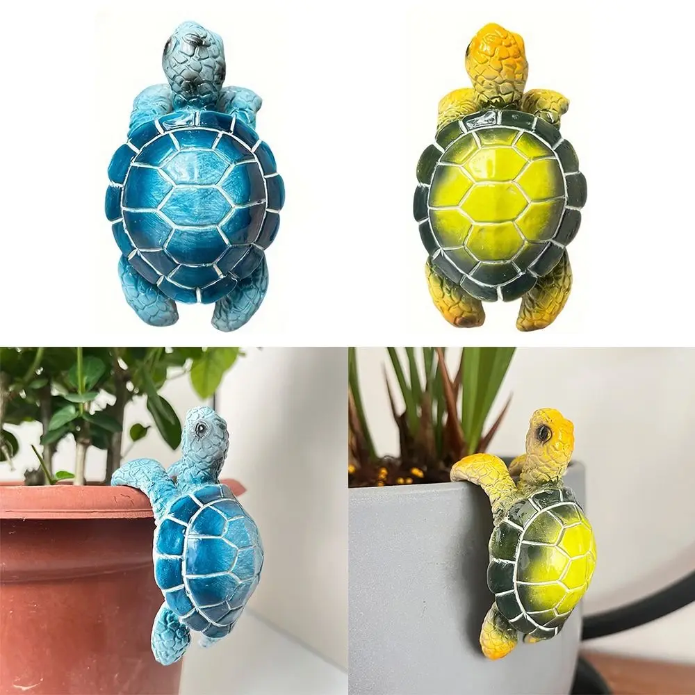 Craft Green Blue Flowerpot Hanging Decoration Resin Cartoon Turtle Statue Cartoon Sea Turtle Figurines Indoor Outdoor