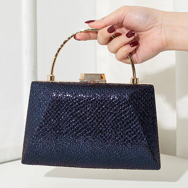 

New Ladies Evening Bag Frosted PU Cracked Clutch Bag Simple Handbag Hard Case Small Square Bag Shiny Diamond Banquet Dress Bags