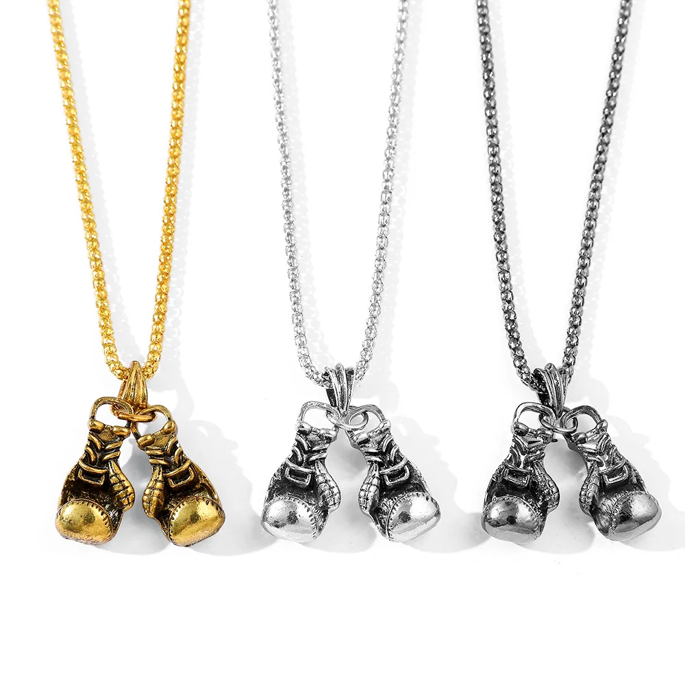 Stylish Punk Fitness Boxing Gloves Necklace Creative European American Personalized Pendant  for MenAccessory Gift