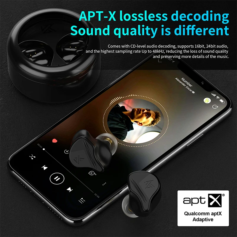 KZ VXS TWS Bluetooth-Compatible 5.2 Earphone Wireless Headphone Sport Earbuds Game Headset HiFi Stereo Bass In Ear HD Microphone