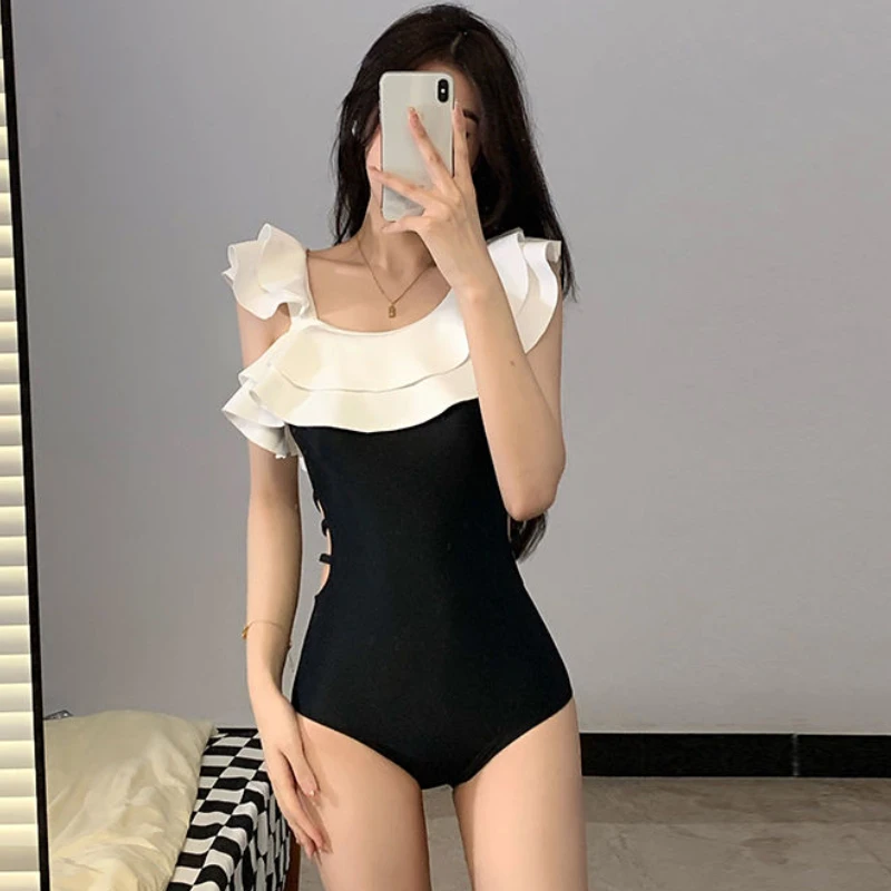 Bikini Sets Women Simple Fashion Backless Sexy Sleeveless Casual Vacation Summer Bathing College Girls Korean Style Swimsuit New