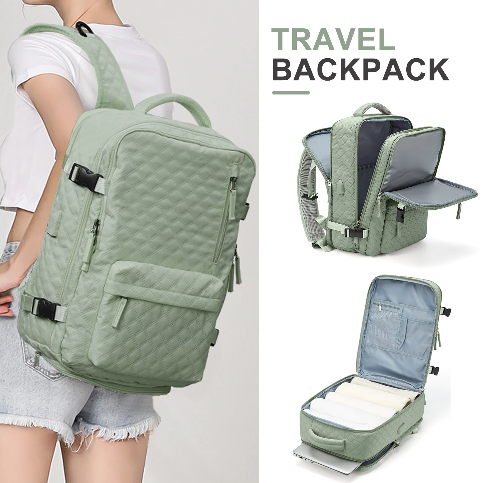 Large Travel Laptop Backpack for Men Women，Backpack with USB Charging Port, Cabin Backpack, College, Business, Travel, Climb Bag