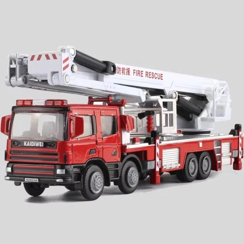 Modelo de caminhão de bombeiros, rotação 360 graus, carro de resgate, simulação de liga, escada extensível, modelo de motor, brinquedo de presente de aniversário