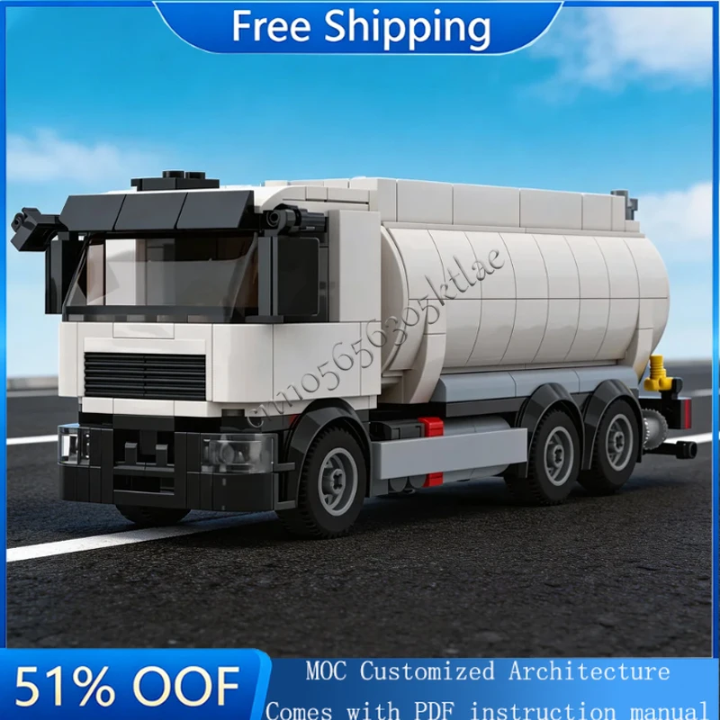 

479 Parts MOC 6x2 Heavy Duty Tank Truck Model Modular Building Blocks Diy Educational Puzzle Boys Toy Christmas Customized Gift