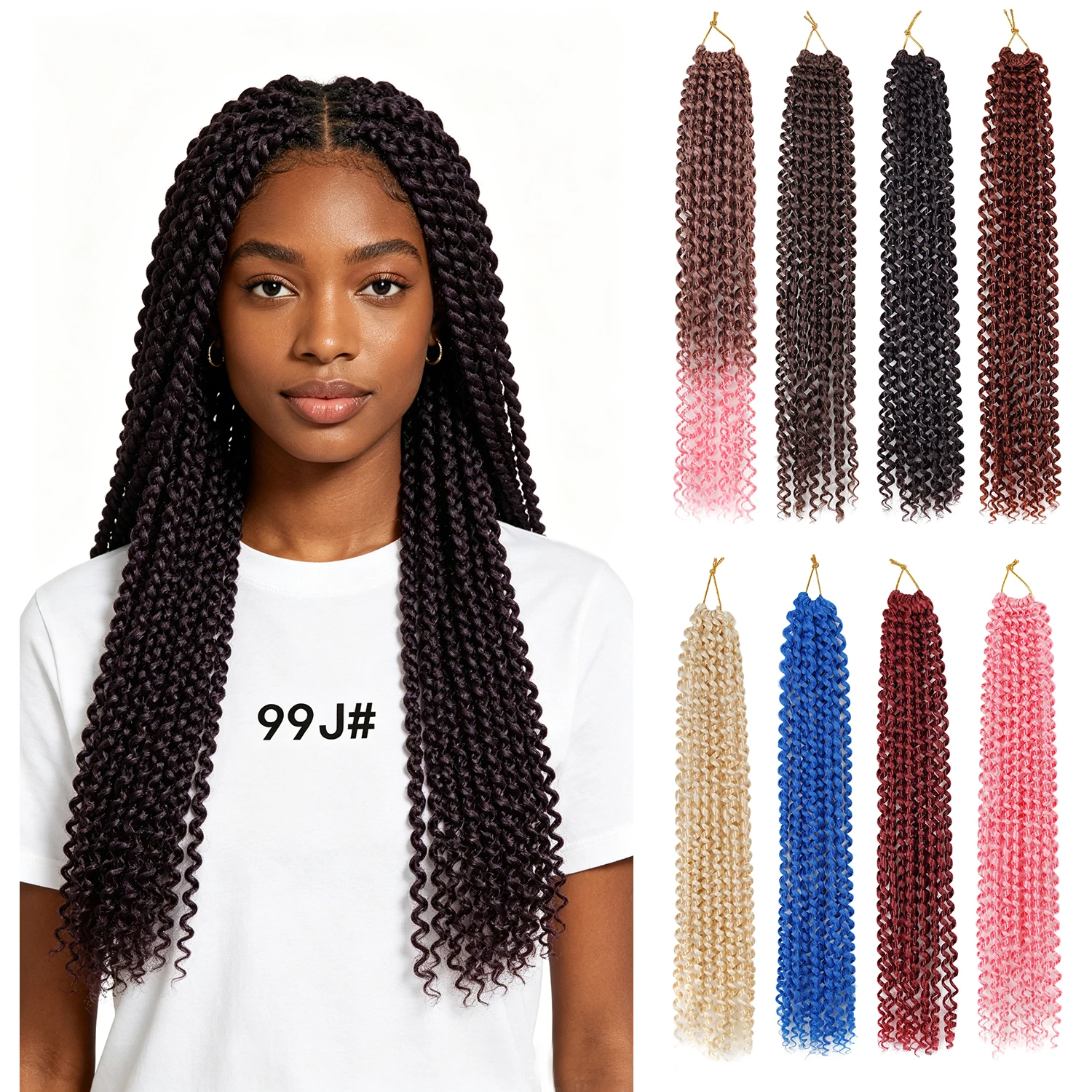 Jeedou Passion Twist Crochet Hair Synthetic Afro Spring Twist Braiding Hair Black Bohemian Curly Hair Extensions for Women