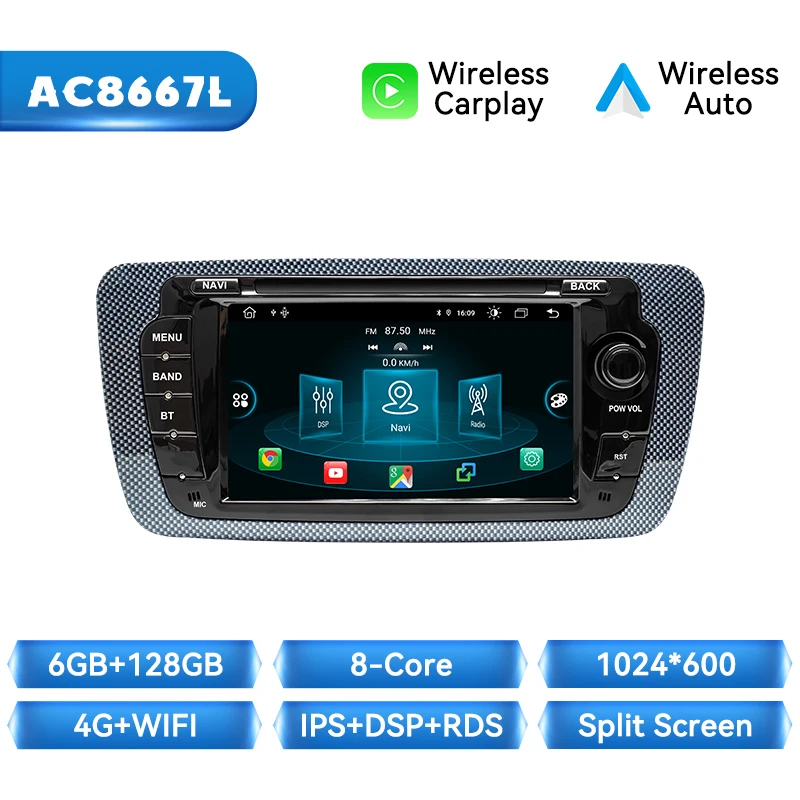 Autoradio Voor Seat Ibiza 6J MK4 Sport Coupe Ecomotive Cupra 2009-2013 Android 14 Draadloze Carplay GPS DSP 4G Wifi Navigatie
