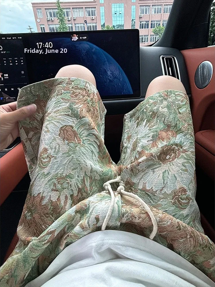 

Hawaii Ethnic Embroidered orts Men Summer Outdoor Qui Dry Beach Sand Loose Casual Five-Point Pants Polyester Fiber