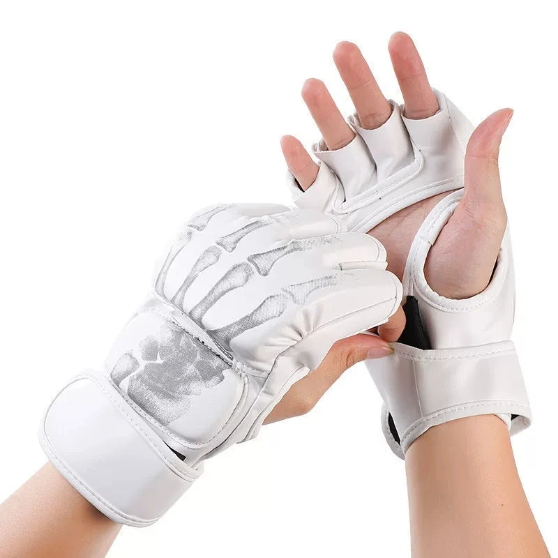 1 par de guantes de boxeo Sparring, guantes de boxeo MMA, medio dedo, Taekwondo, Muay Thai, bolsa de arena, equipo de entrenamiento para boxeo