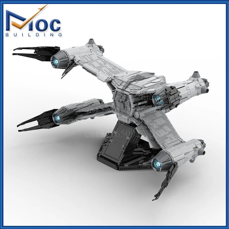 MOC Building Block SA-23E Aurora Starfury Science Fiction Aircraft Technology Bricks DIY Assembled Model Toy Holiday Gifts