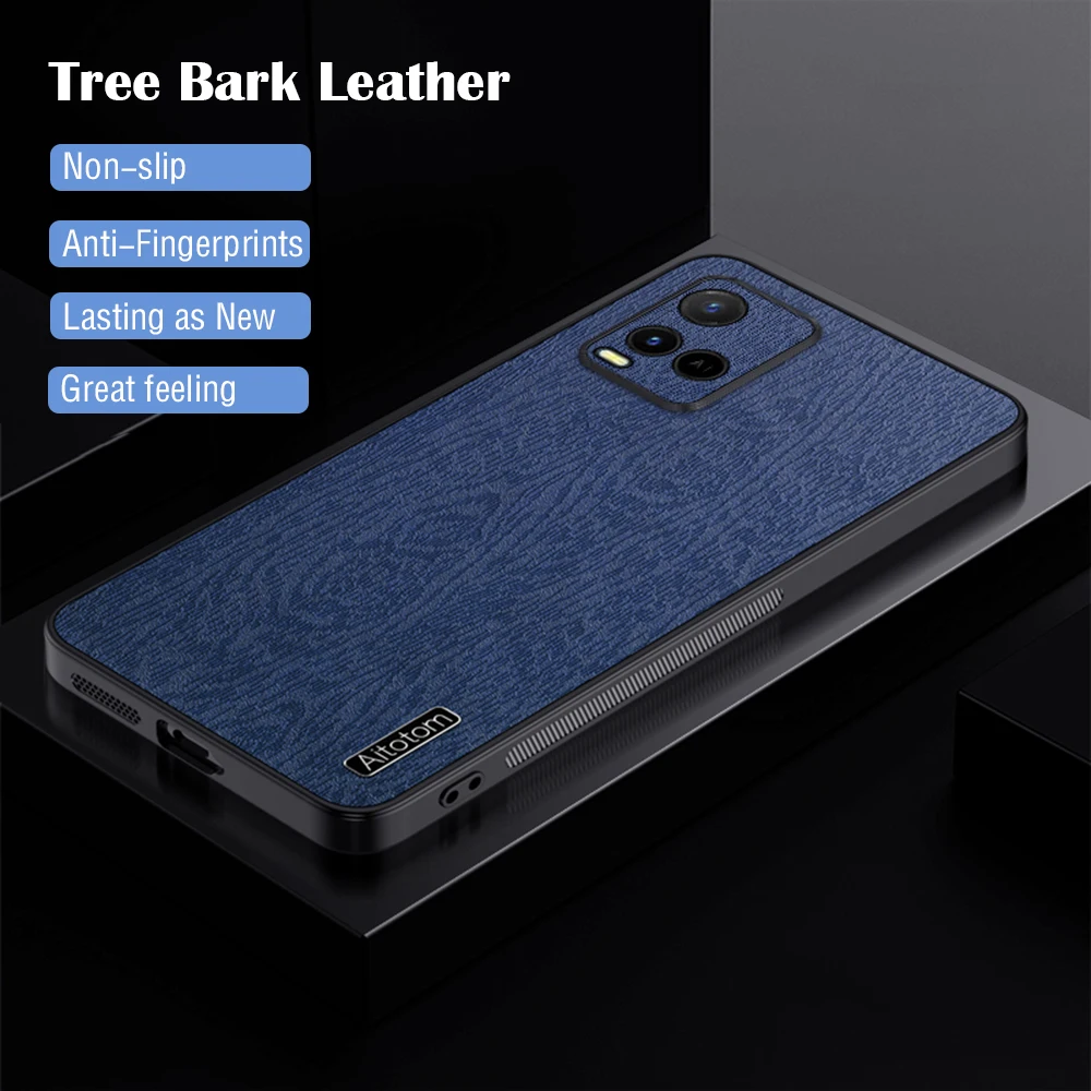 for vivo Y33s Y21 Phone Case Tree Pattern Leather Luxury Frosted Shockproof Soft Edges Cute Cover vivoY33s vivoY21 V2109 V2111