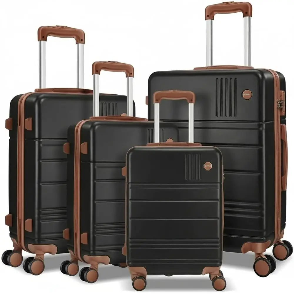 

4-Piece Durable Suitcase Set with Dual-Spinner Wheels, TSA Lock, Lightweight Hardshell PC+ABS, Carry-On Luggage for Men & Women,