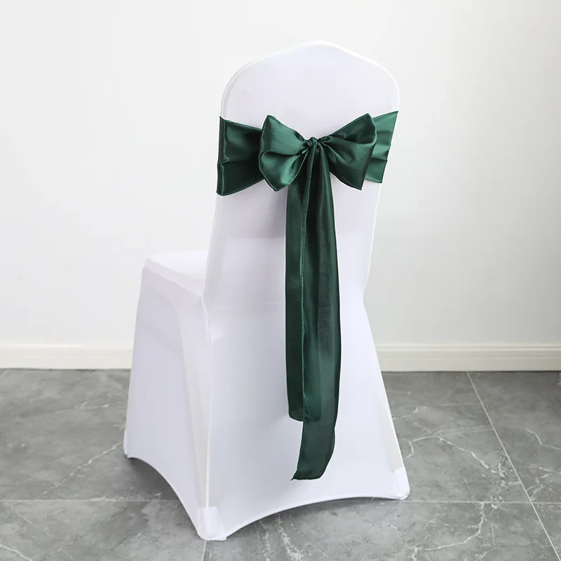 Hochzeit Dekoration Geburtstag Party Dunkelgrün Farbe Stuhl Schärpe Satin Selbst Krawatte Bands Knoten Hotel Bankett Weiß Stuhl Abdeckung Dekor – Detail 33