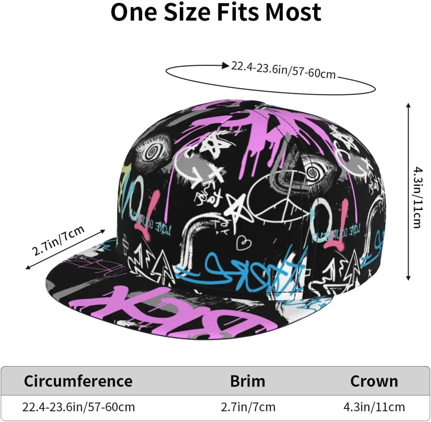 الكتابة على الجدران الفن قبعة بيسبول مضحك طباعة قابل للتعديل شقة بيل حافة قبعة الهيب هوب قبعة قبعة بيسبول للرجال النساء