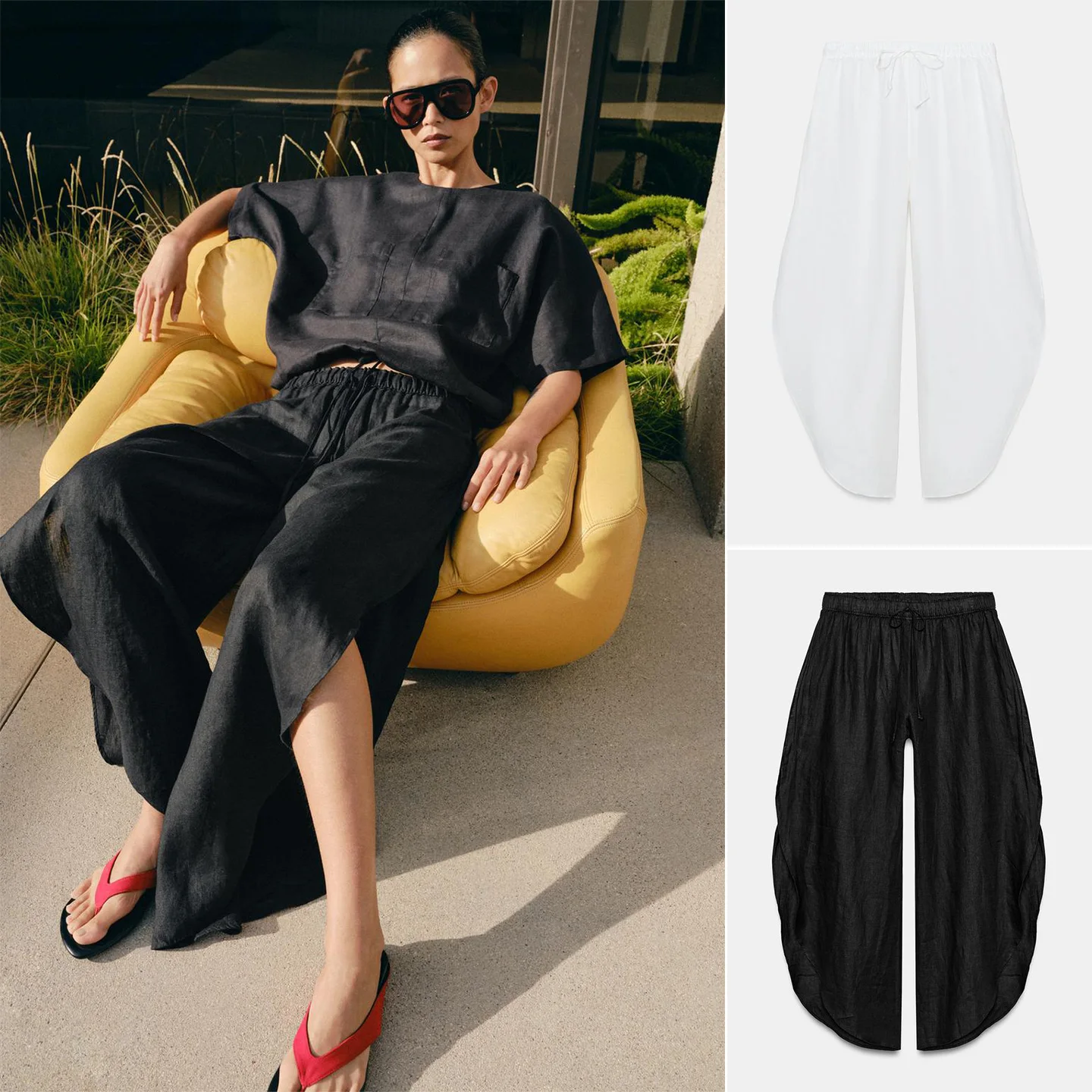 

New Summer Women's Commuter Style High Waist Elastic Waist Side Split Long Casual Pants Slim Fit Natural Waist Polyester Fiber