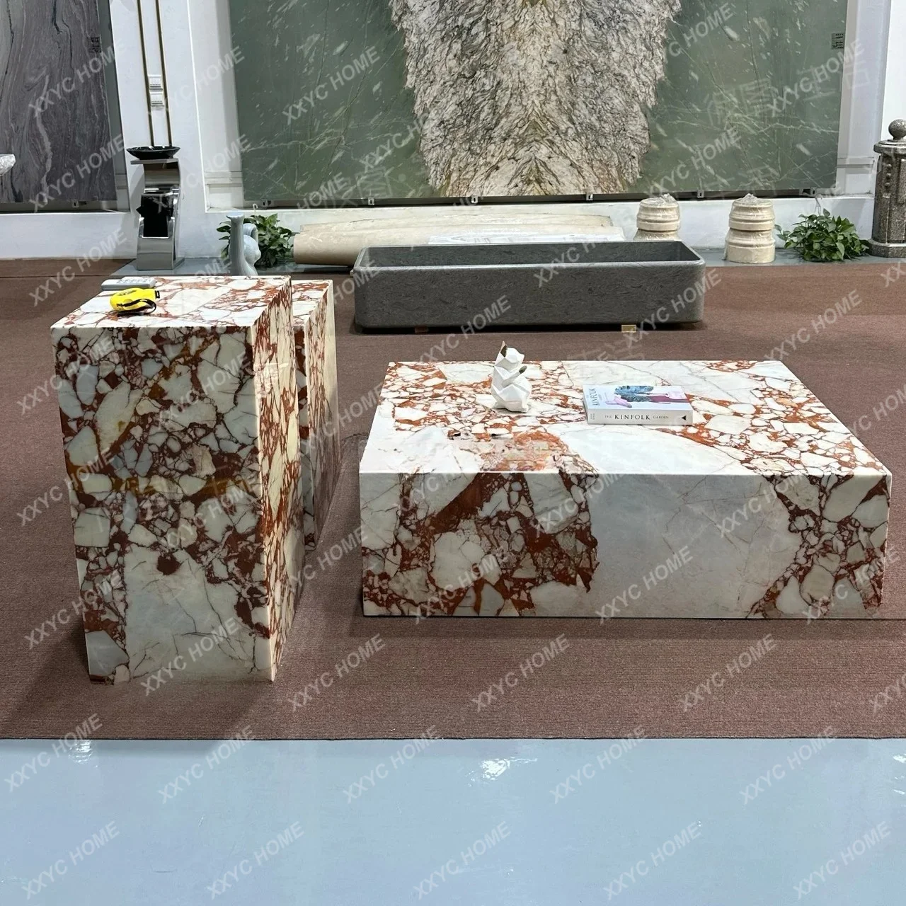 XXNatural luxury stone three-piece living room rectangular combination modern and simple