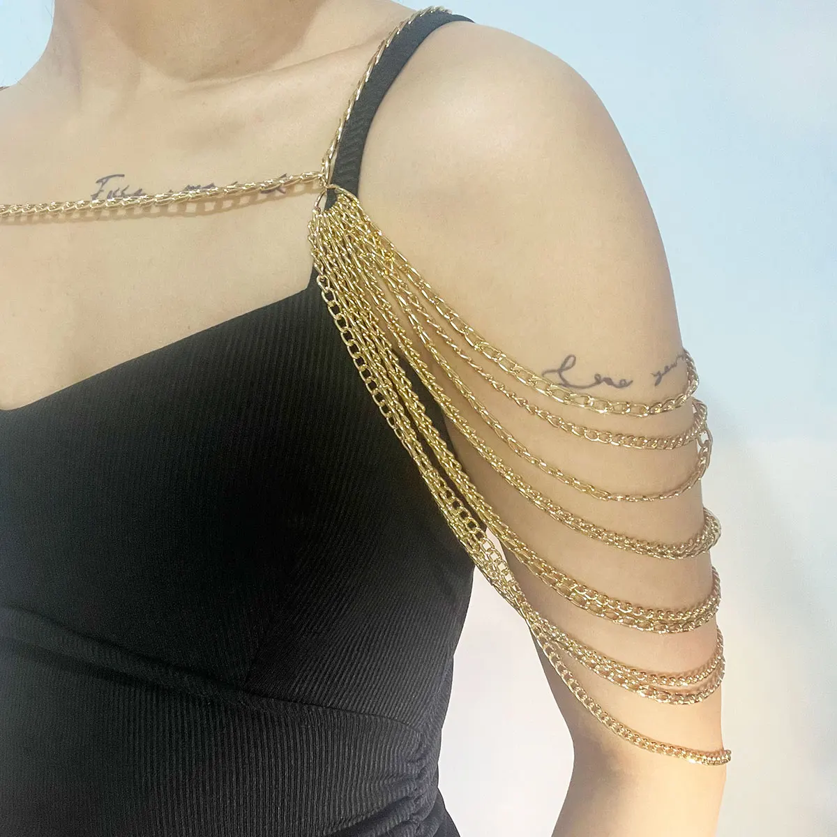 Joyería de hombro de Metal Sexy, regalo de fiesta de cumpleaños, cadena de aluminio, cadena para el cuerpo, accesorios de ropa populares para Festival