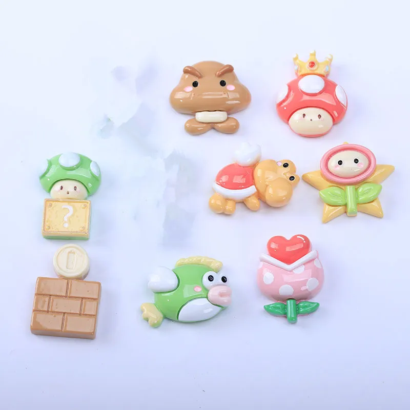 50Pcs Cartoon Game Mushroom Flower Flatback Resin Cabochon Scrapbooking Crafts DIY Hair Bows Center Accessories Decoration