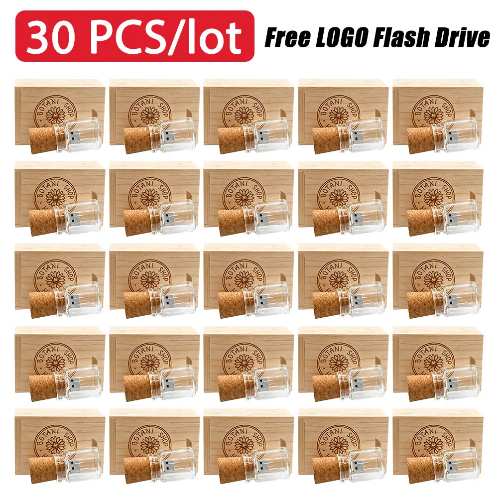 30pcs New arrival messenger bottle usb 2.0 memory stick glass drift bottle usb flash drives wooden cork pendrive 16GB 32GB 64GB