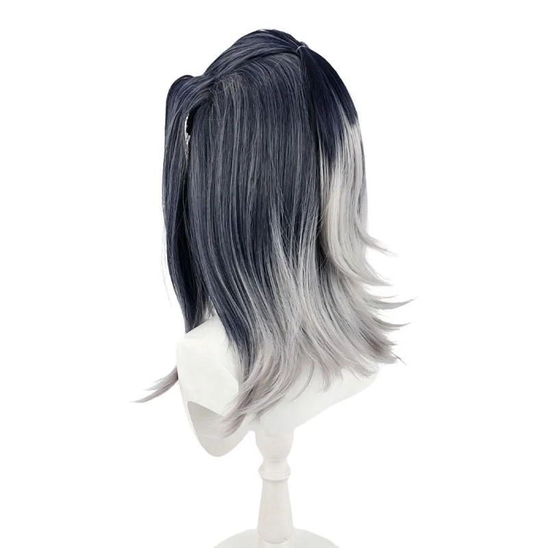 Game VALORANT Fade Cosplay Wig Black White Long Synthetic Hair Earrings For Women Men Halloween Costume Party Carnival Props view 5
