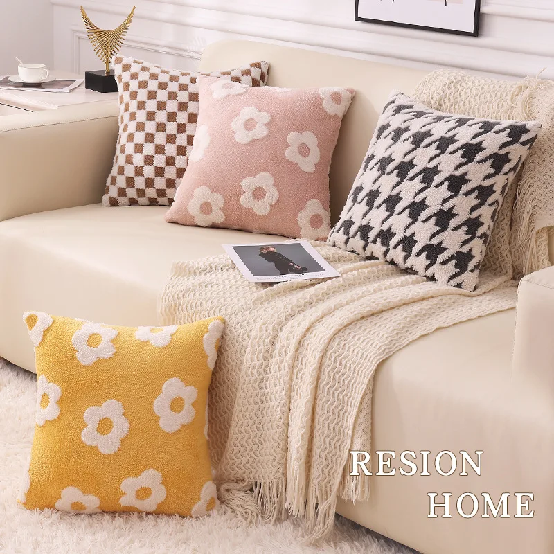 30X50/45x45CM Plush Throw Pillow CoverLight Luxury Countryside Stamping Waist Cushion Cover Decor Home Decorative Pillowcase