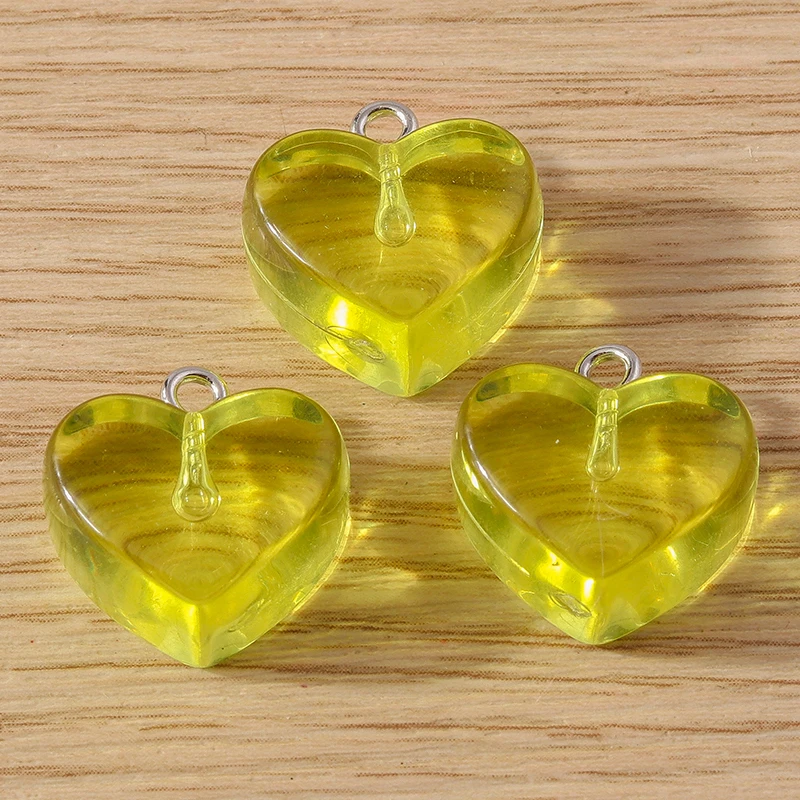 10 Stück süße bunte Harz transparente Herz Charms Anhänger für Schmuckherstellung Ohrring Armband Halskette DIY Bastelbedarf – Detail 9