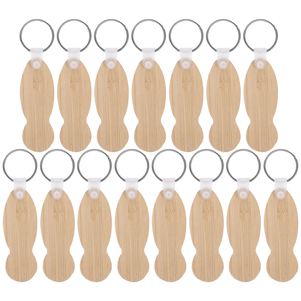 15 Pcs Bamboo Keychain Fob Rings Shopping Trolley Tokens Remover Pendant Supplies