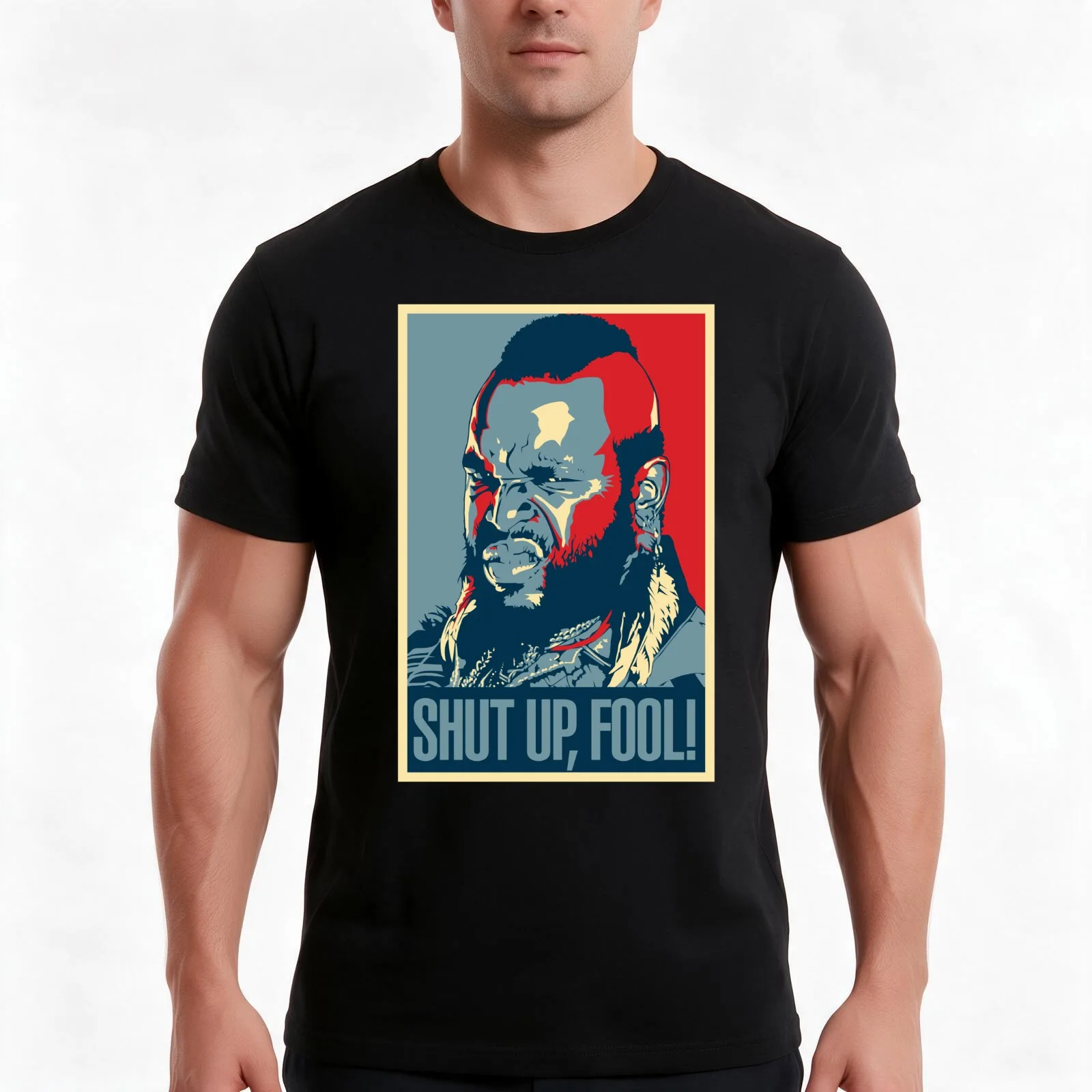 Mr. T Shut Up Fool! T-Shirt Summer Casual Cotton Tee Oversized Streetwear Tops Vintage Graphic Print Loose Fit Short Sleeve