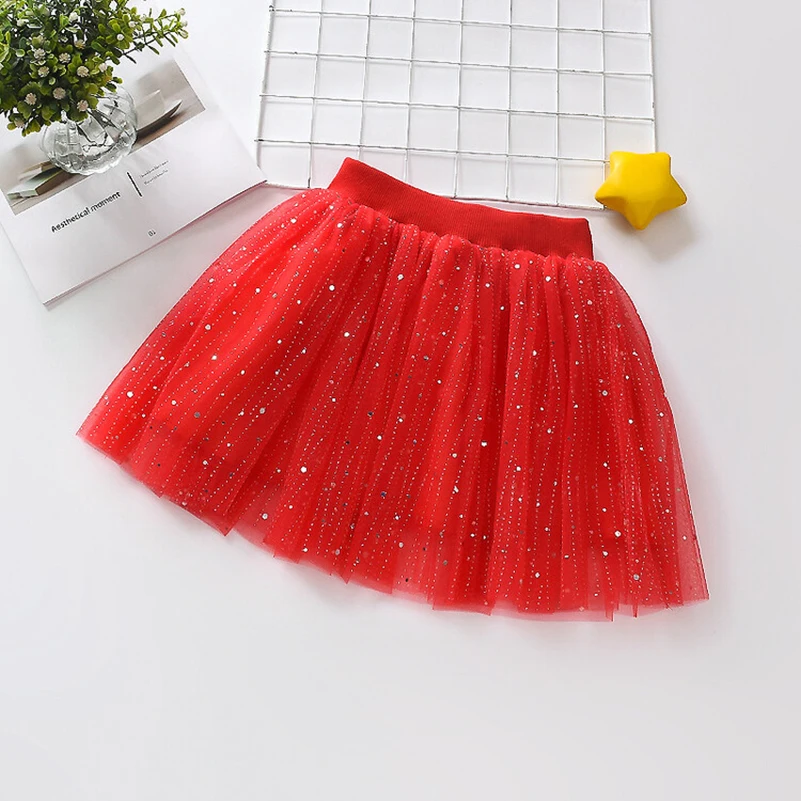 

Girls 2024 Summer New Solid Lace Simple Meteor Shower Sequins/Half Skirt