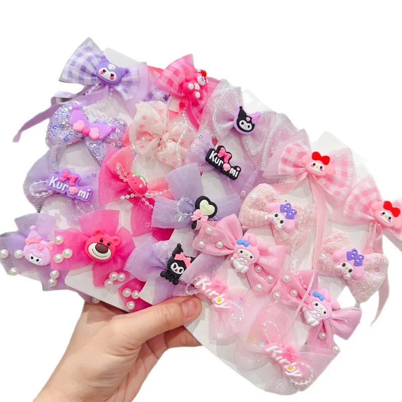 

8-Piece Sanrio Children's Hair Tie and Clip Set Cute Kuromi Cartoon Girl Hair Accessories Perfect for Holidays and Birthdays