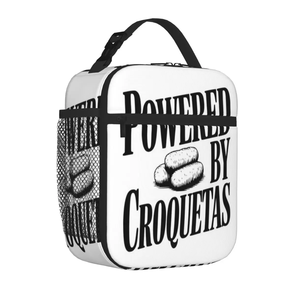 Hot Sale Powered By Croquetas Single Layer Waterproof Lunch Bag School Break Time Outdoor Lunch Bag