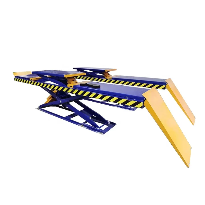 CE Certified Ultra Thin Mother Son Scissor Car Lift Pit Free Floor Mount Alignment Scissor Lift For Auto Repair Garage