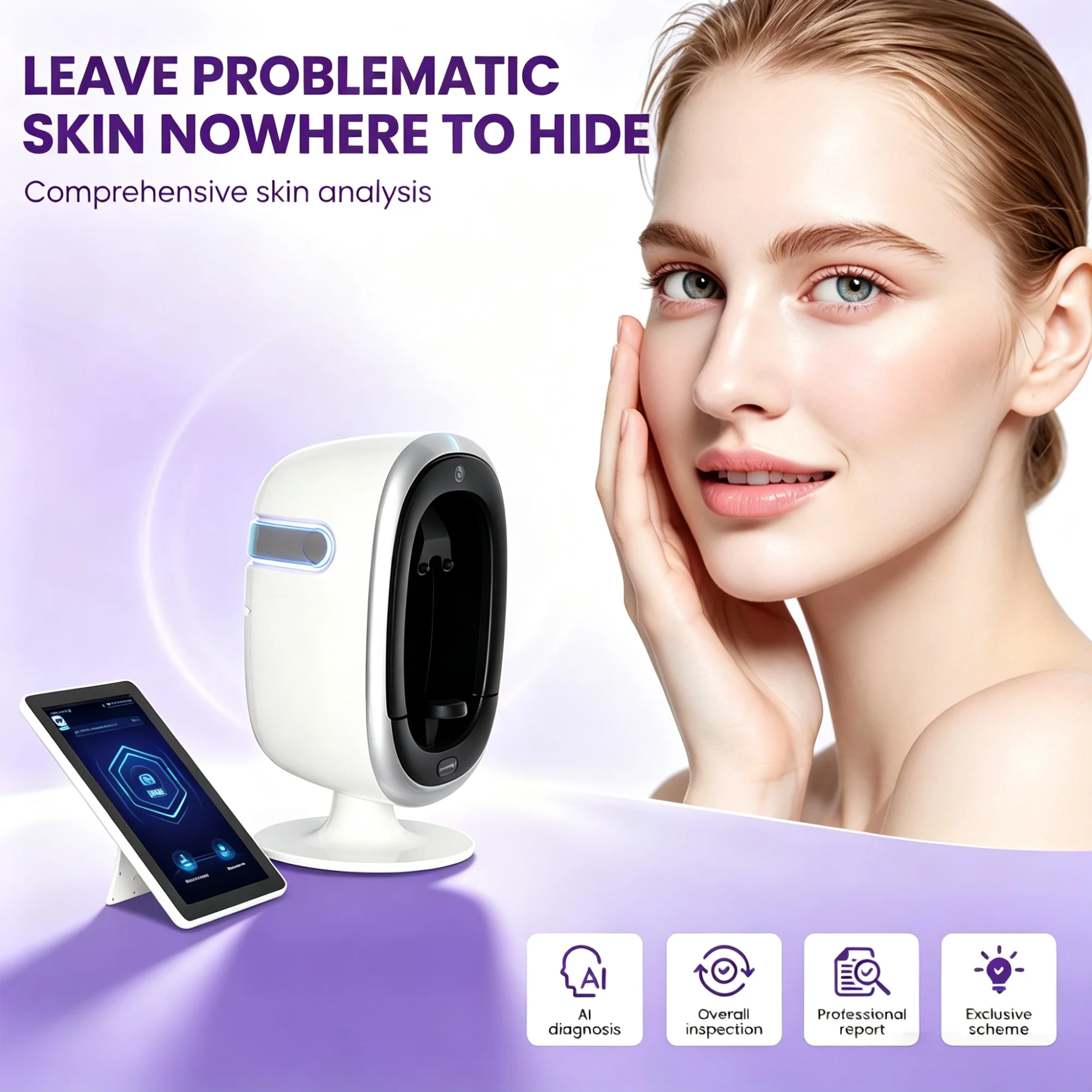NEW O1 Series 3D AI Facial Skin Analyzer Machine  9 Light Spectrum Skin Analysis Scanner for Comprehensive Skin Detection