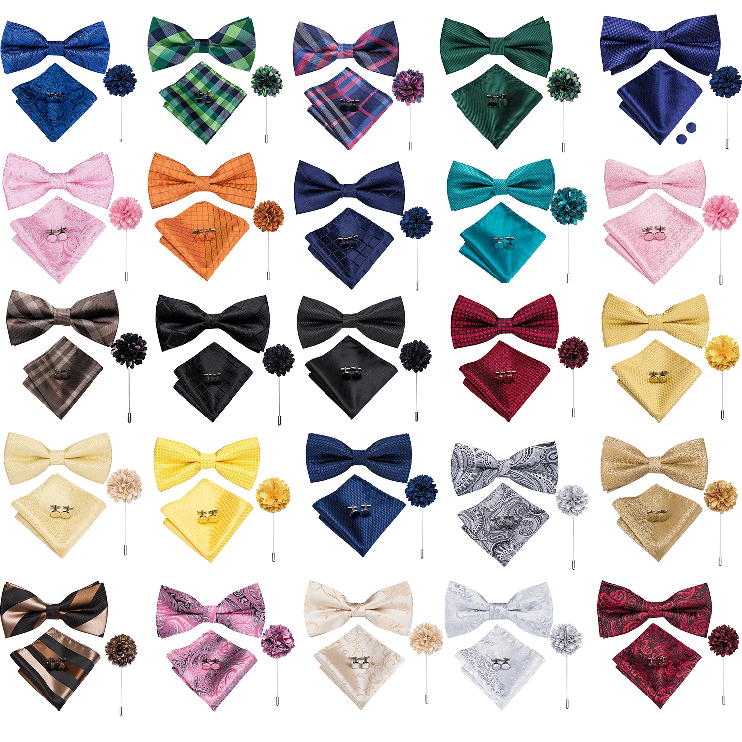 

Hi-Tie Мужской золотой желтый розовый галстук-бабочка с булавкой, брошь, набор запонок, предварительно завязанный галстук-бабочка для мужского свадебного бизнеса