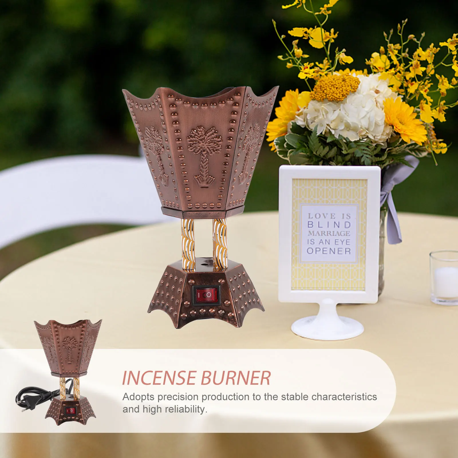 

Electric Incense Burner Plug In Metal Holder No Open Table Centerpiece Aroma Warmer For Home Eu Plug