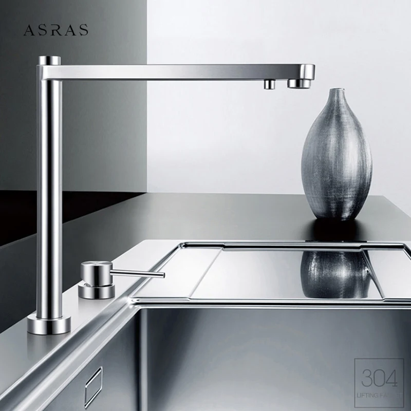 ASRAS Kitchen sink Faucet 304 stainless steel lifting Faucet hot and cold water filter water three-in-one Independent switch tap