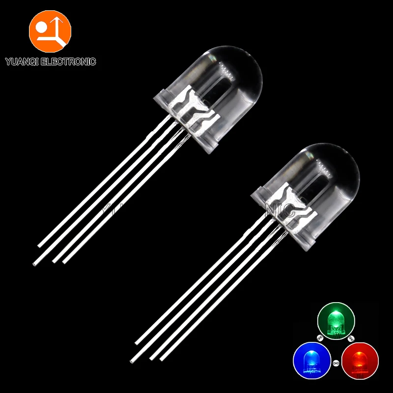 10mm 4 szpilki kolorowy wspólna anoda LED RGB/katoda przezroczysta/F10 trójkolorowy dioda elektroluminescencyjna czerwony zielony niebieski